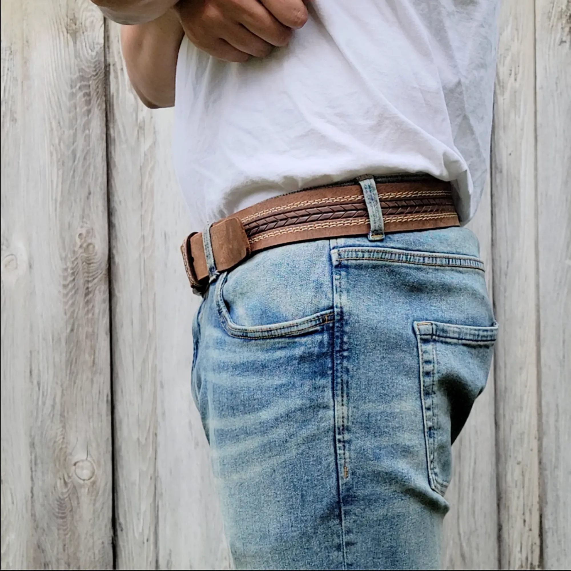 The Purpose Belt - Black Custom Engraved Arrow Patterned 100% Real Leather Belt