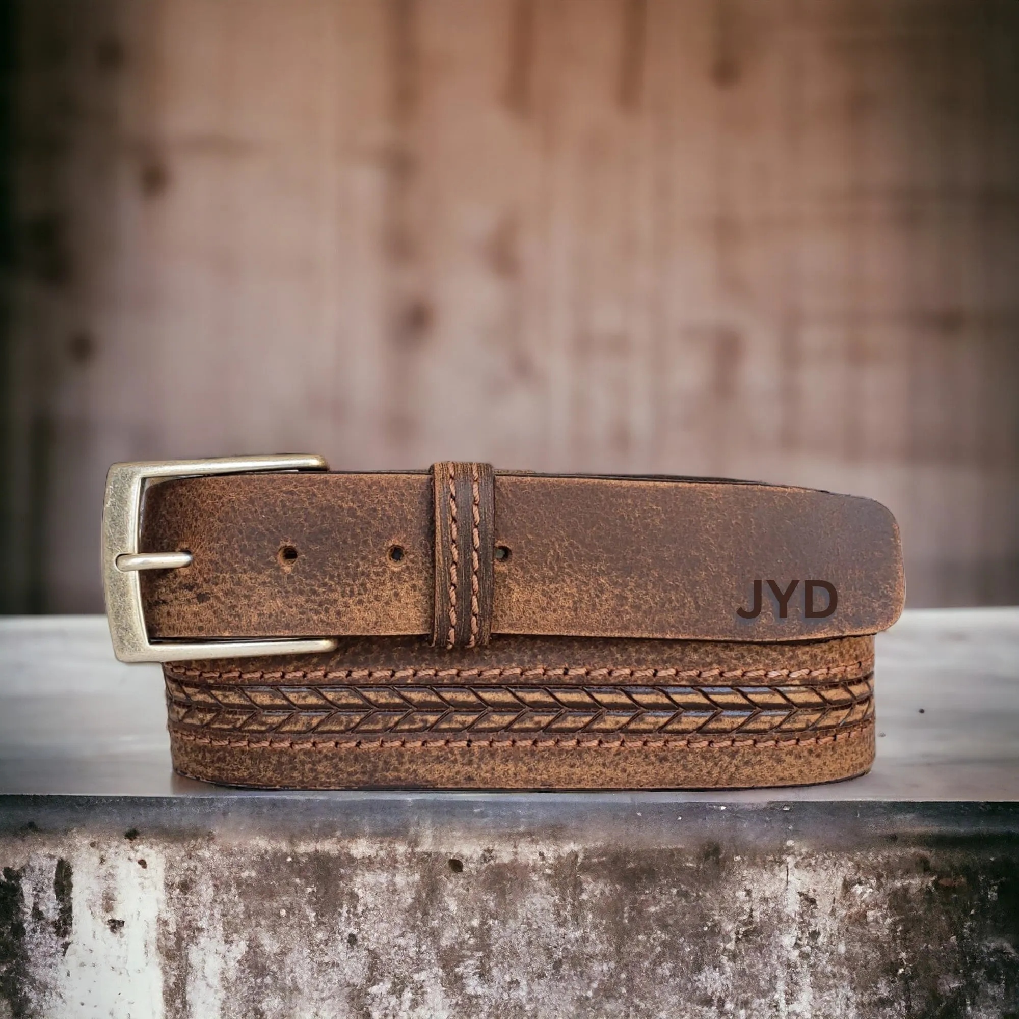 The Purpose Belt - Brown Custom Engraved 100% Real Distressed Leather Belt