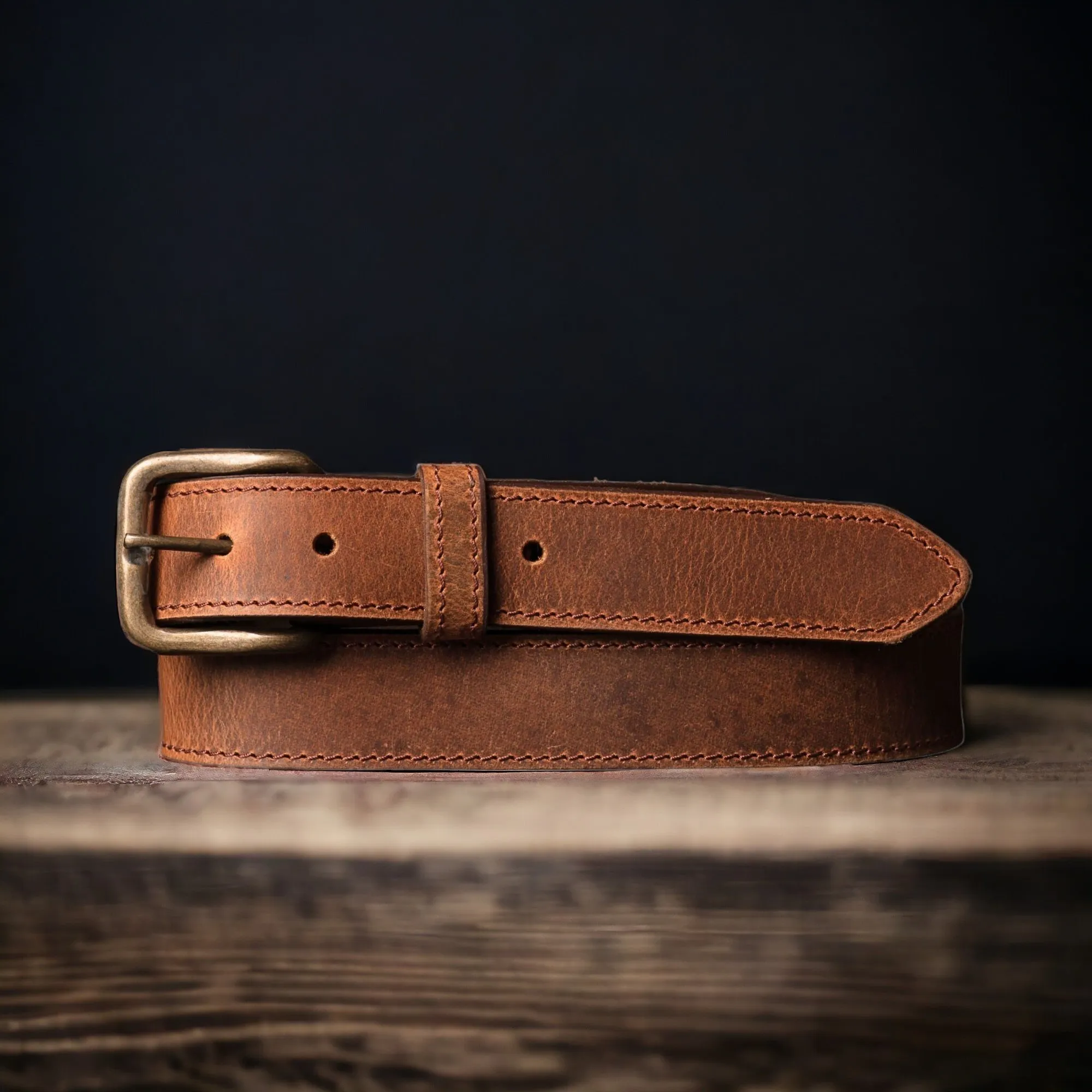 The Voyager Belt - Stitched Full-Grain Distressed Leather Belt