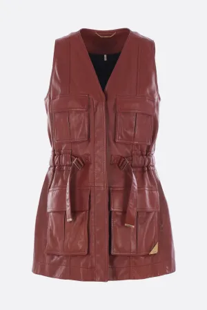 utilitarian vest in leather
