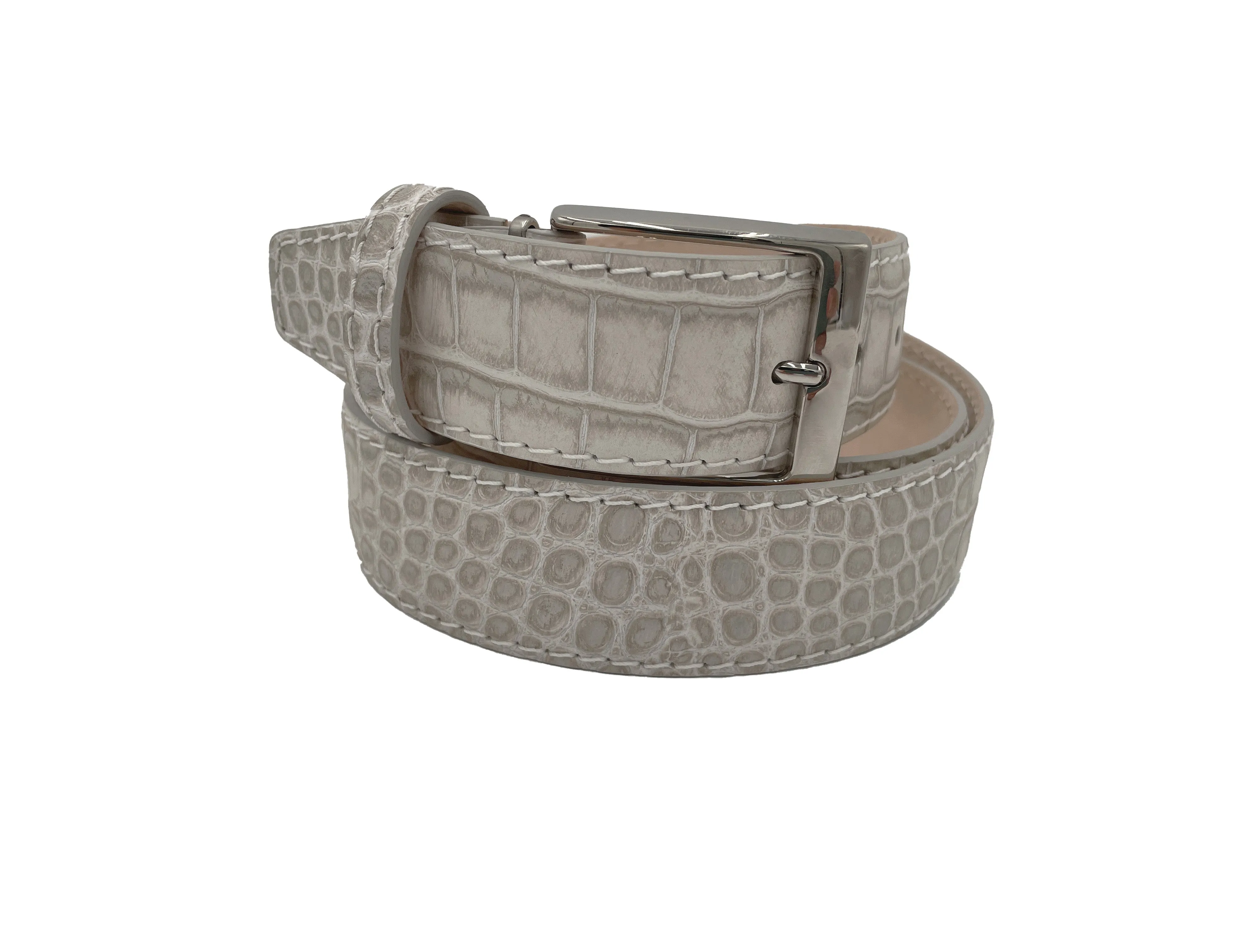 Vintage Natural Mock Gator - White & Grey - 40mm