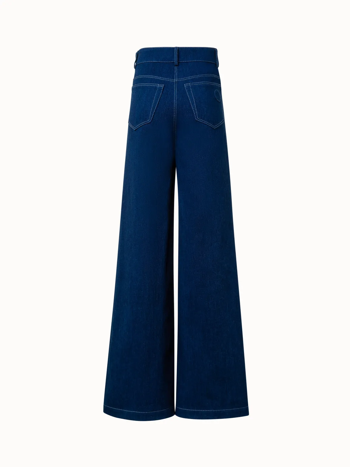 Wide Cotton Denim Stretch Pants