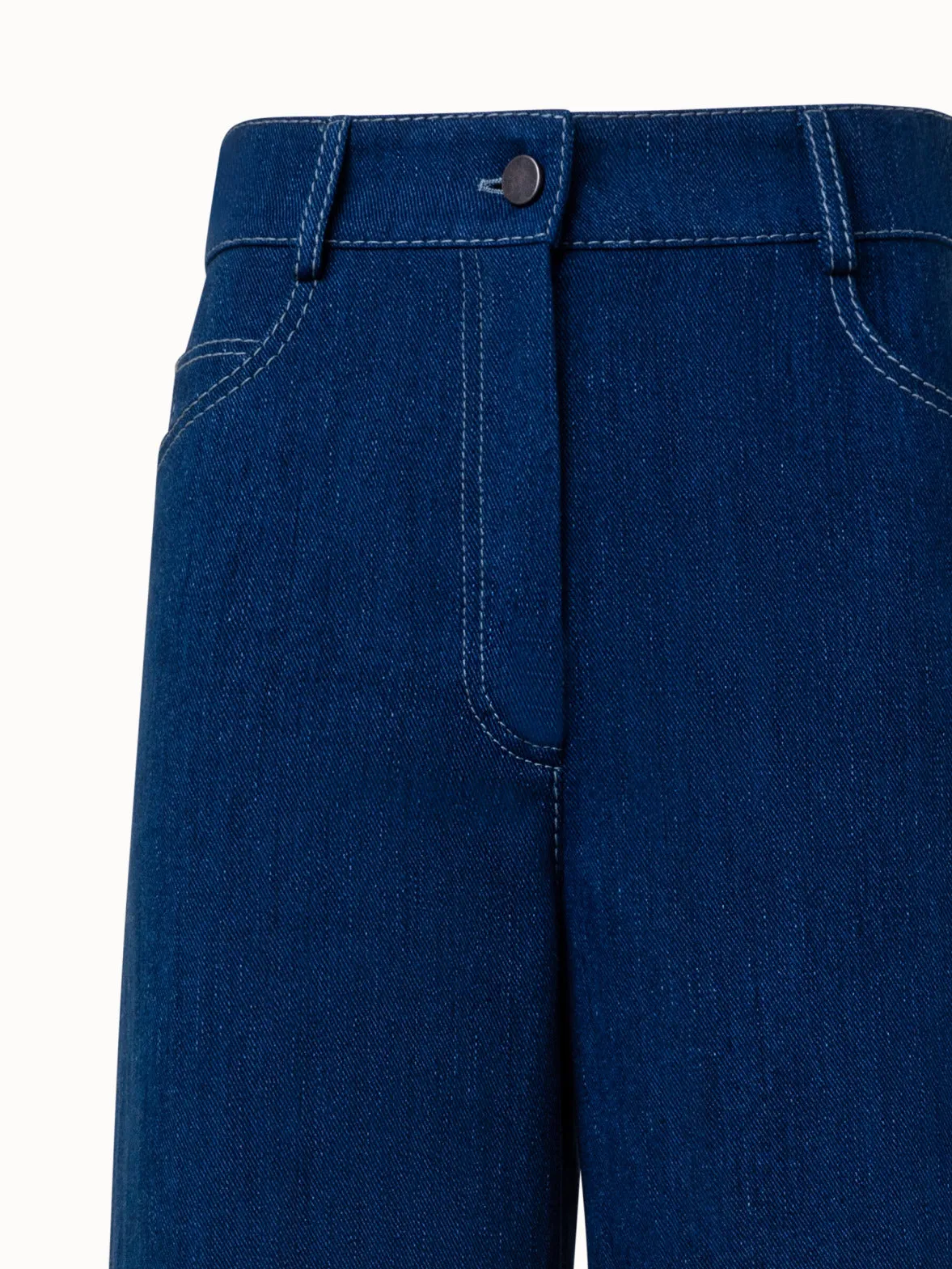Wide Cotton Denim Stretch Pants
