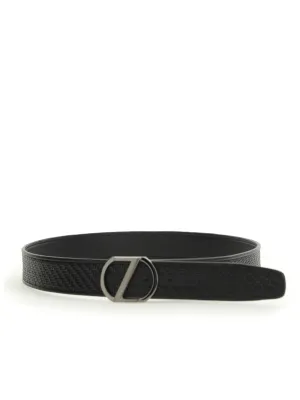 Z Zegna Logo Plaque Buckled Belt