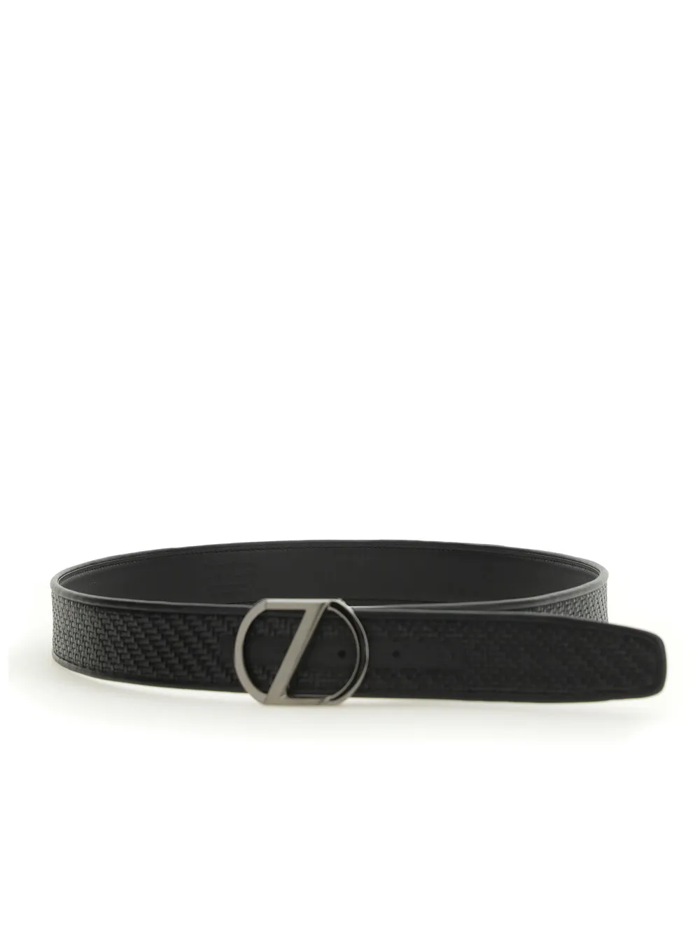 Z Zegna Logo Plaque Buckled Belt